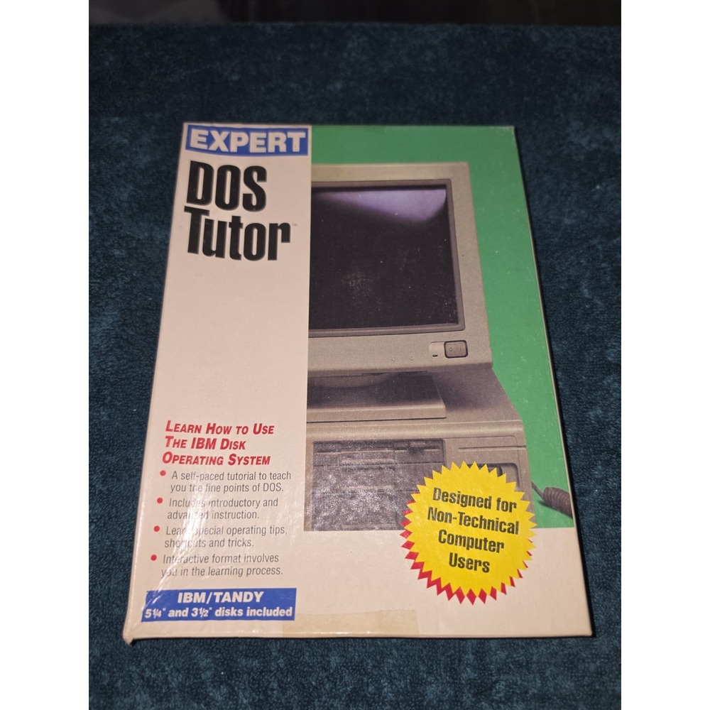 Expert DOS Tutor IBM PC XT AT Software 5.25 & 3.5 Floppy Disk COLLECTIBLE AS IS
